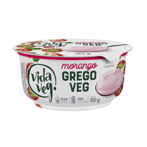 Iogurte Grego Morango GregoVeg Vegano Vida Veg – 150g