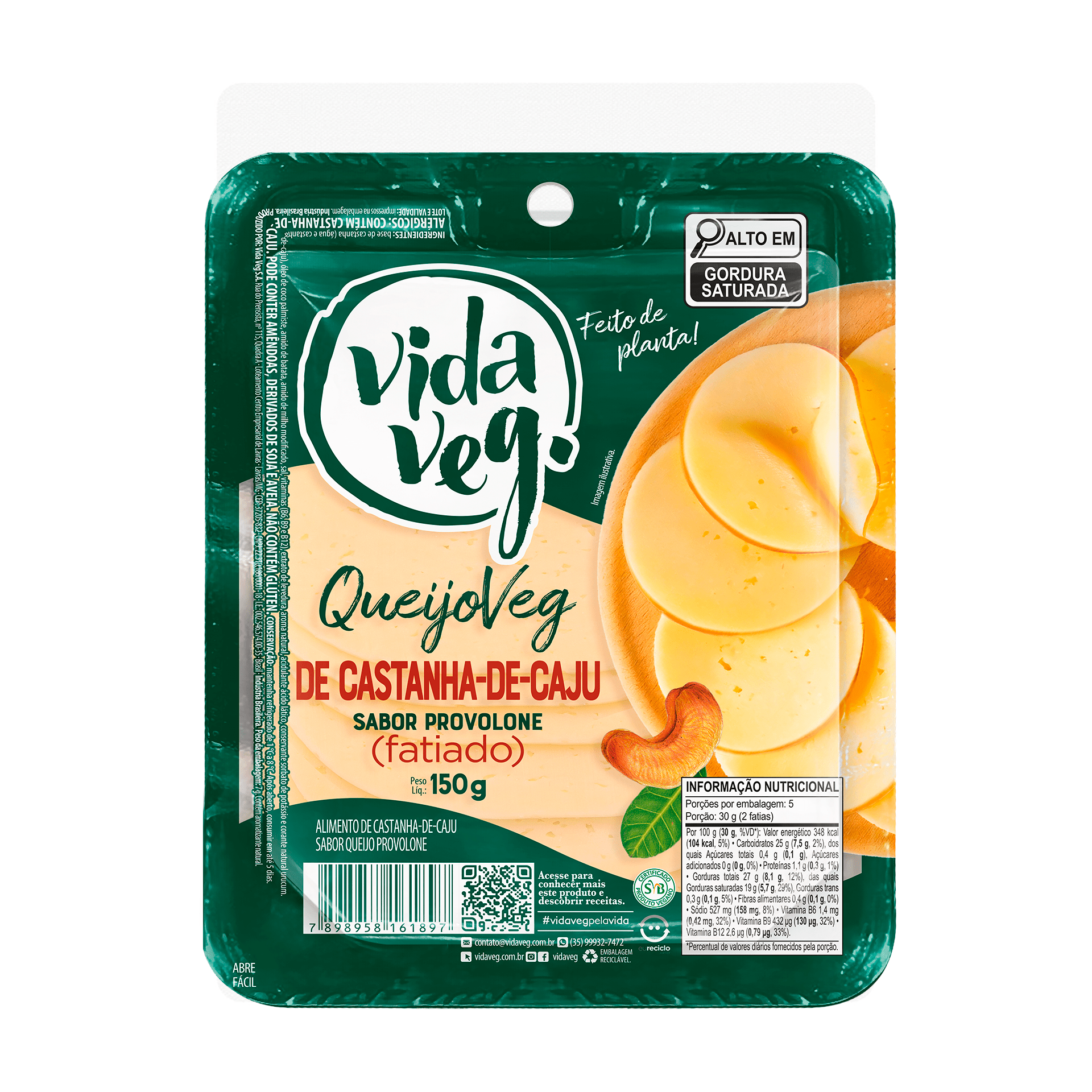 Queijo Provolone Fatiado Vegano Vida Veg – 150g