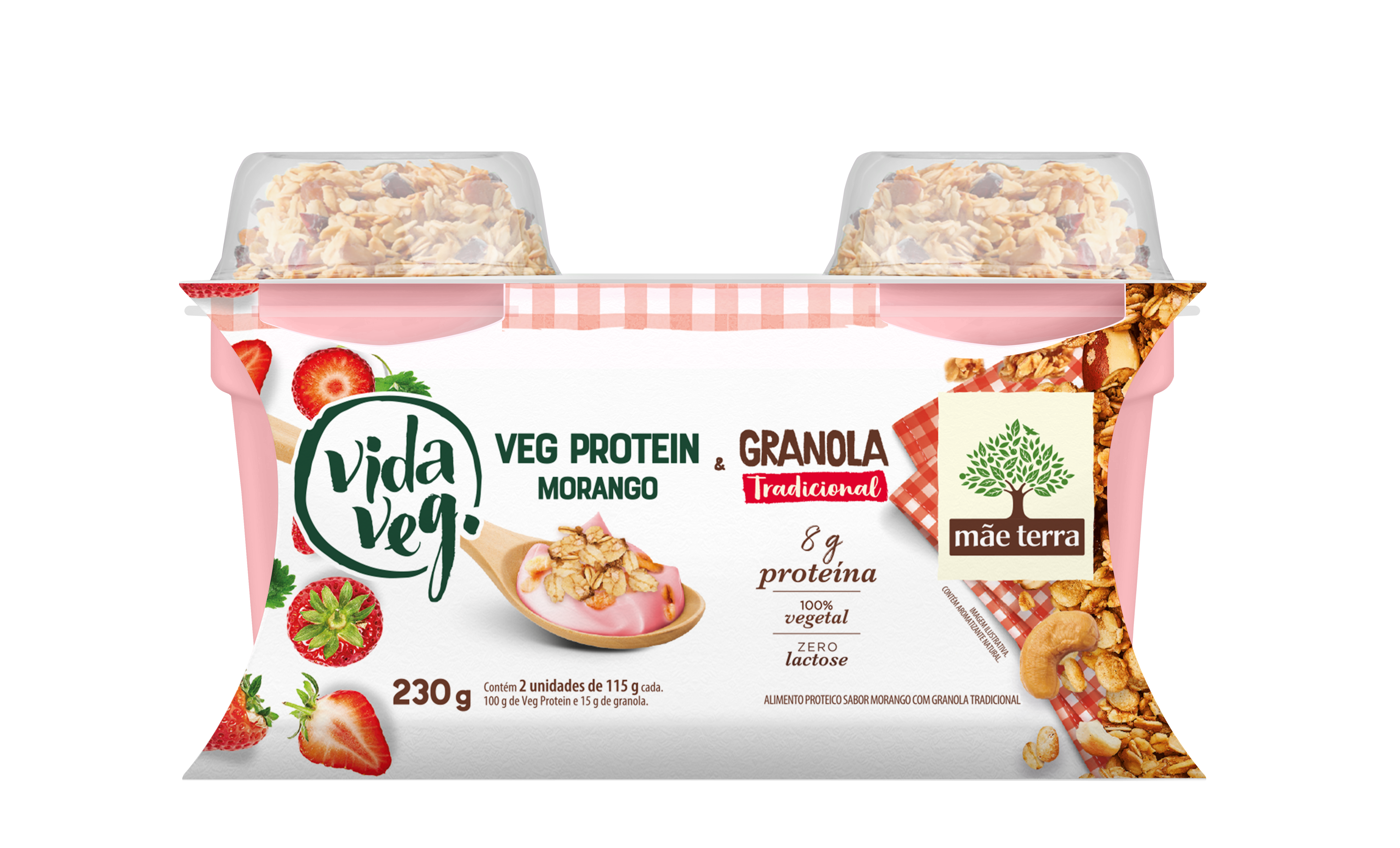 Iogurte Proteico Morango Vegprotein Vegano Vida Veg com Granola – 230g